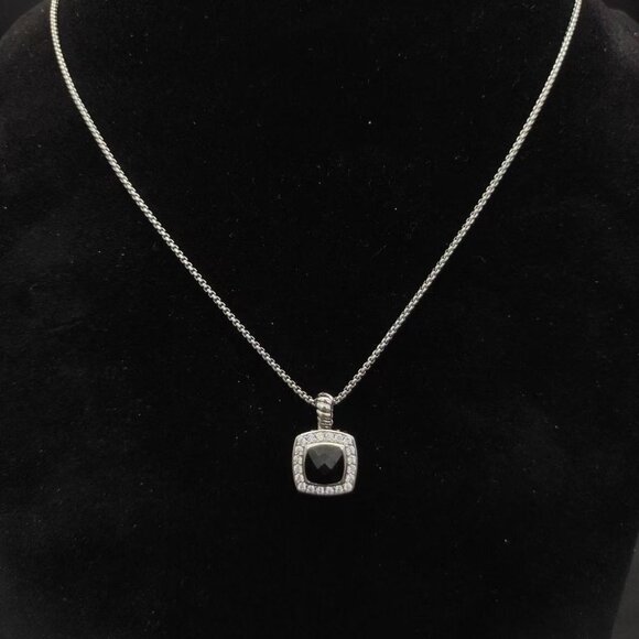 David Yurman 7mm Square Diamond Necklace Black Diamond - Picture 5 of 6